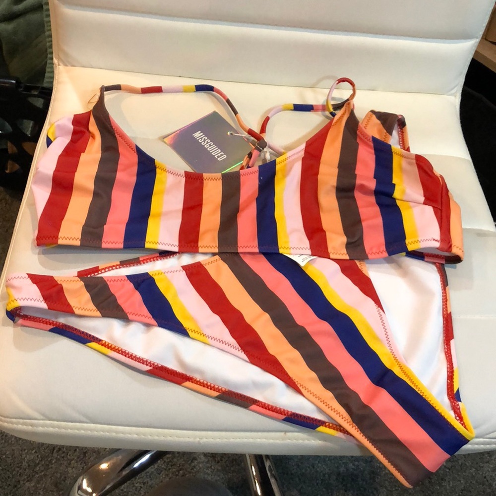 Cheeky MISSGUIDED Stripes Bikini Set